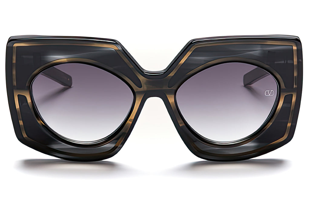 Valentino® Eyewear - V-Soul Sunglasses Black Swirl & Yellow Gold with Dark Grey Gradient Lenses