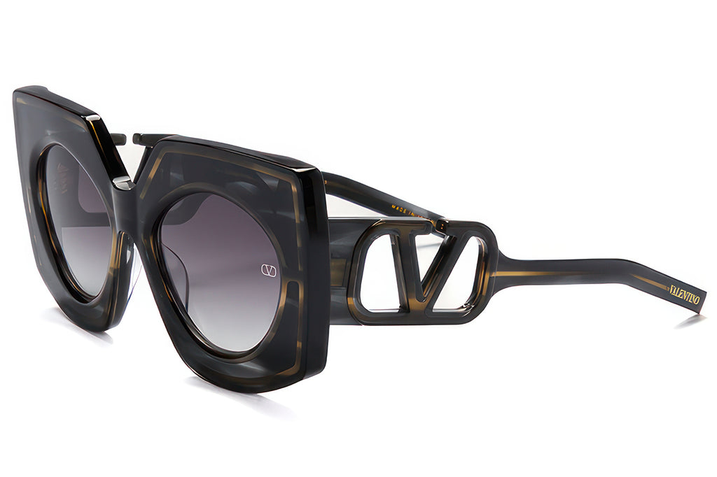 Valentino® Eyewear - V-Soul Sunglasses Black Swirl & Yellow Gold with Dark Grey Gradient Lenses