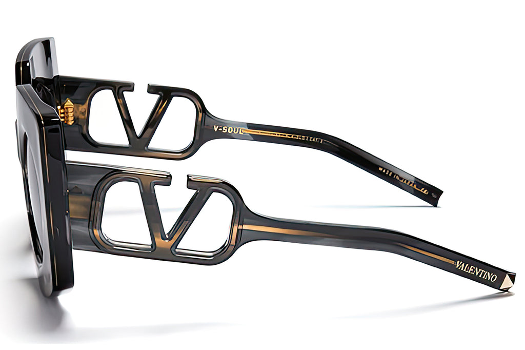 Valentino® Eyewear - V-Soul Sunglasses Black Swirl & Yellow Gold with Dark Grey Gradient Lenses