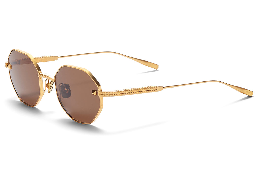 Valentino® Eyewear - V-Stud Sunglasses Gold with Dark Brown Lenses