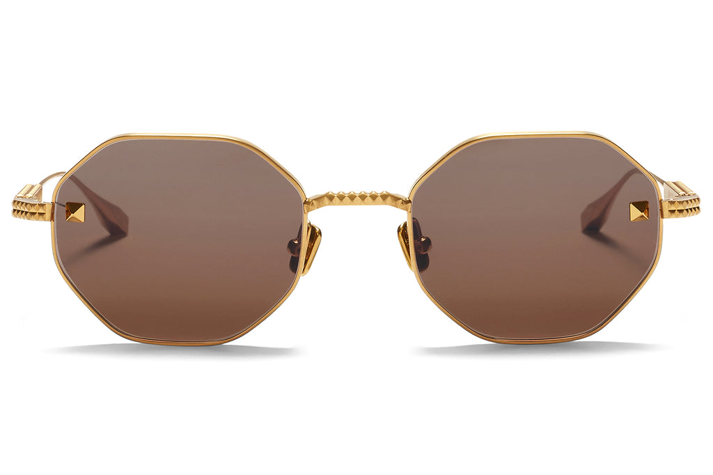 Valentino® Eyewear - V-Stud Sunglasses Gold with Dark Brown Lenses