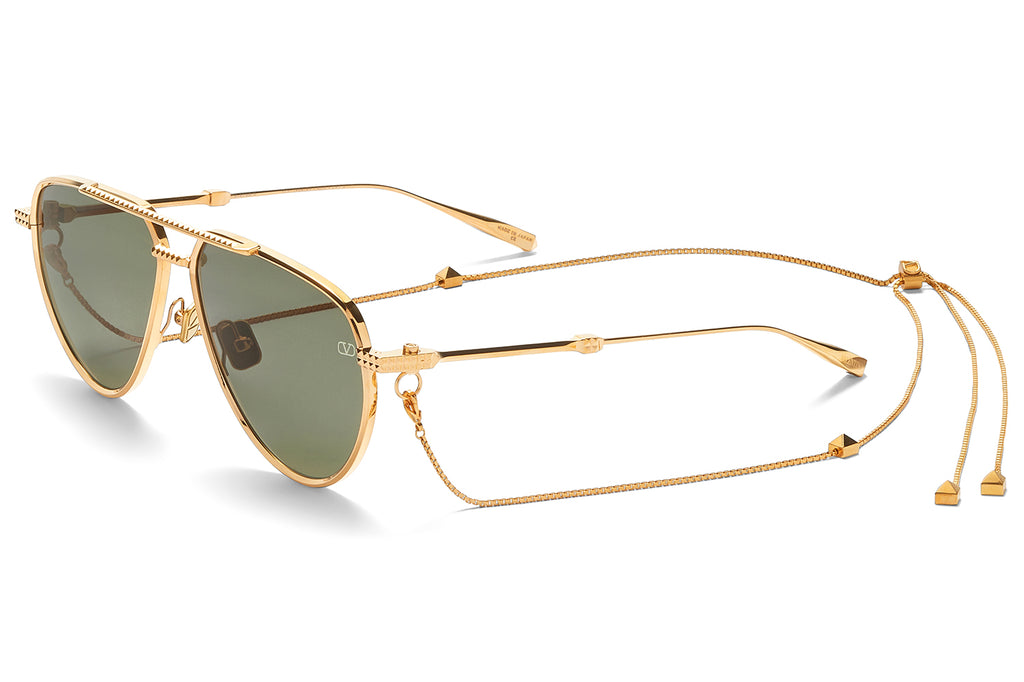 Valentino® Eyewear - V-Stud II Sunglasses V-Light Gold with Dark Green Lenses