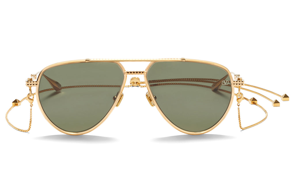 Valentino® Eyewear - V-Stud II Sunglasses V-Light Gold with Dark Green Lenses