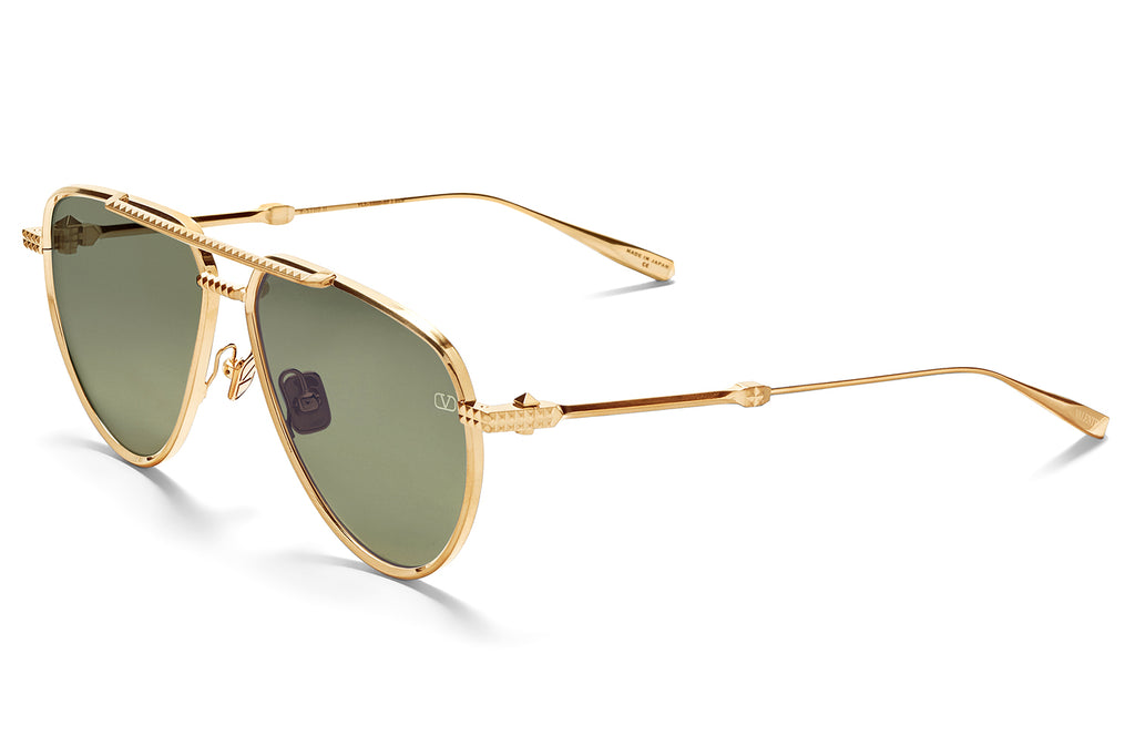 Valentino® Eyewear - V-Stud II Sunglasses V-Light Gold with Dark Green Lenses