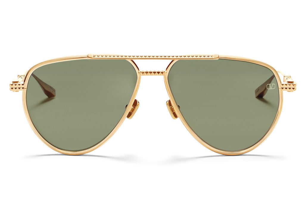 Valentino® Eyewear - V-Stud II Sunglasses V-Light Gold with Dark Green Lenses