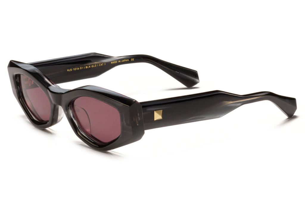 Valentino® Eyewear - V-Tre Sunglasses Translucent Black Swirl & White Gold with Dark Bordeaux Lenses