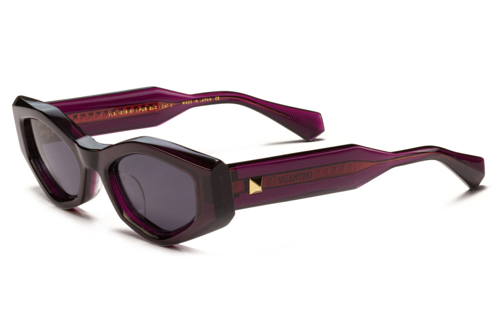 Valentino® Eyewear - V-Tre Sunglasses Crystal Purple & Yellow Gold with Dark Grey Lenses 