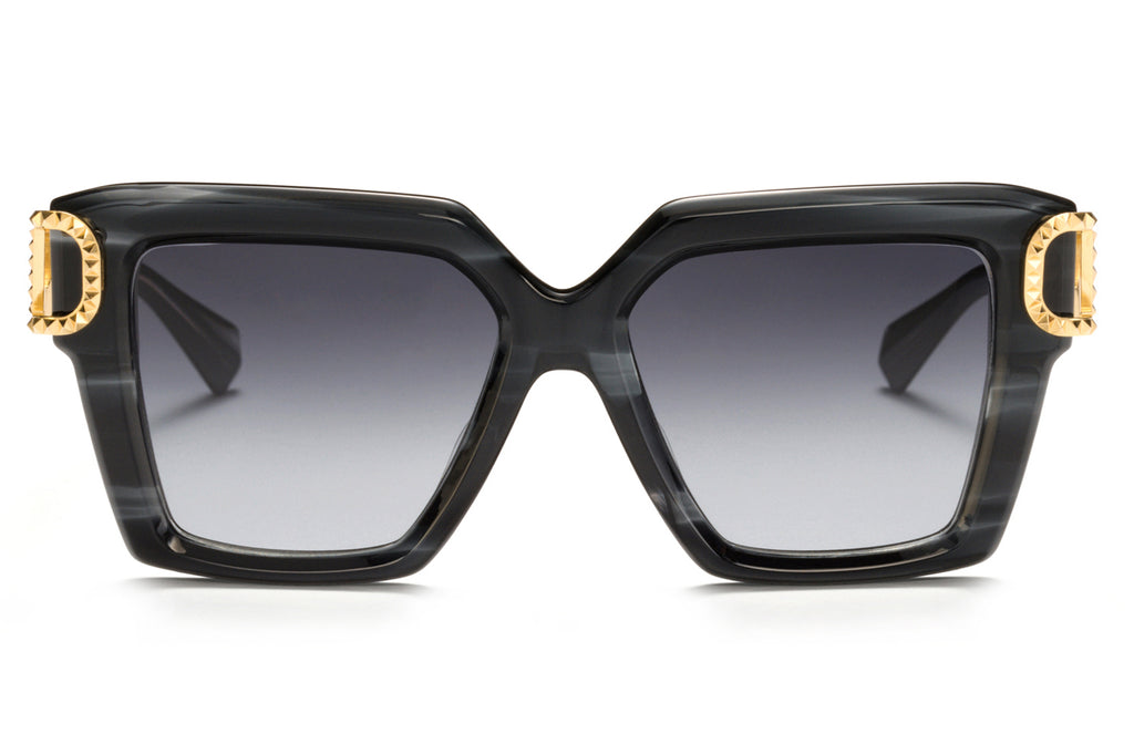 Valentino® Eyewear - V-Uno Sunglasses Translucent Black Swirl & V Light Gold with Gradient Grey Lens