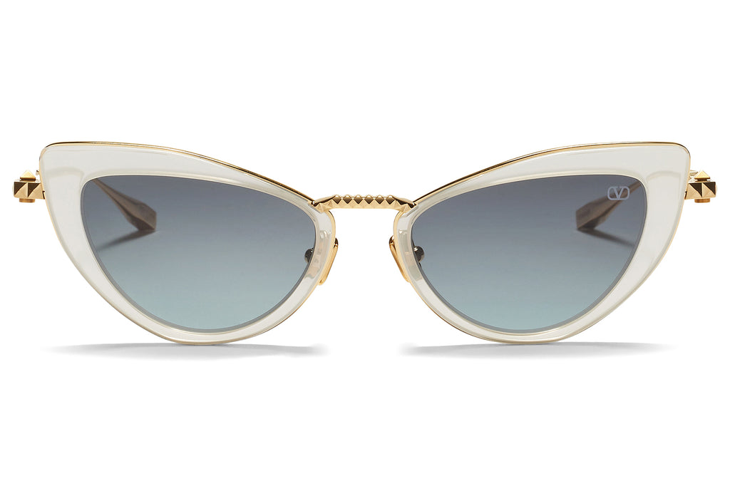 Valentino® Eyewear - VIII Sunglasses Light Gold & Translucent White with Grey Gradient Lenses