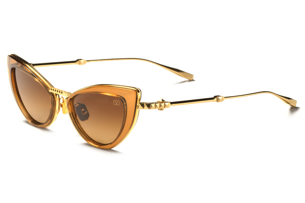 Valentino® Eyewear - VIII Sunglasses V-Light Yellow Gold & Crystal Medium Brown with Gradient Brown