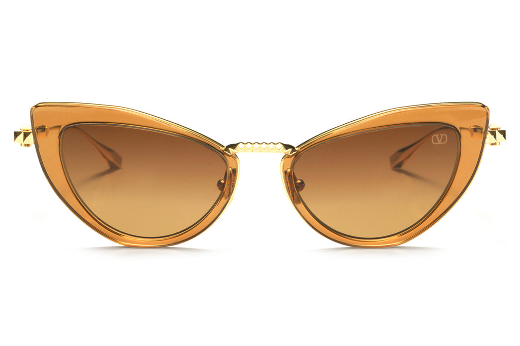 Valentino® Eyewear - VIII Sunglasses V-Light Yellow Gold & Crystal Medium Brown with Gradient Brown