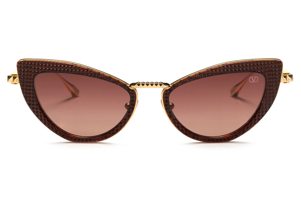 Valentino® Eyewear - VIII Sunglasses White Gold & Crystal Bordeaux with Gradient Rose Lenses