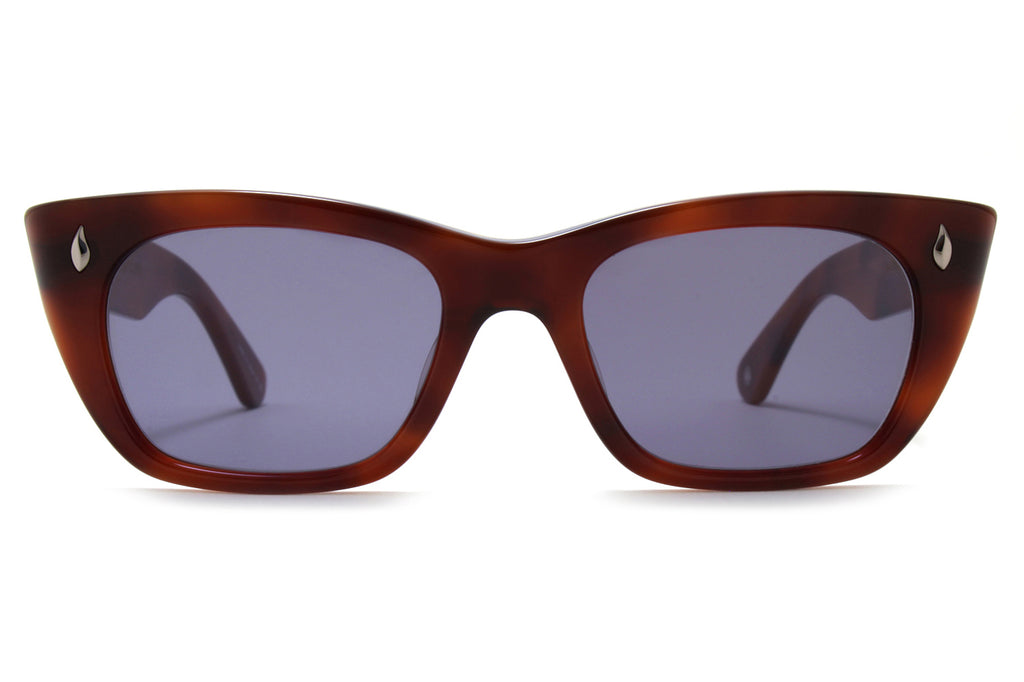 Garrett Leight - Webster Sunglasses Vintage Burnt Tortoise with Blue Smoke Lenses