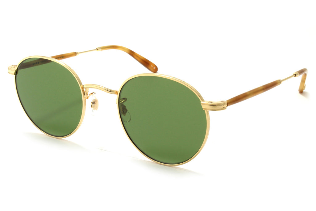 Garrett Leight - Wilson M Sunglasses Gold-Ember Tortoise with Semi-Flat Pure Green Lenses