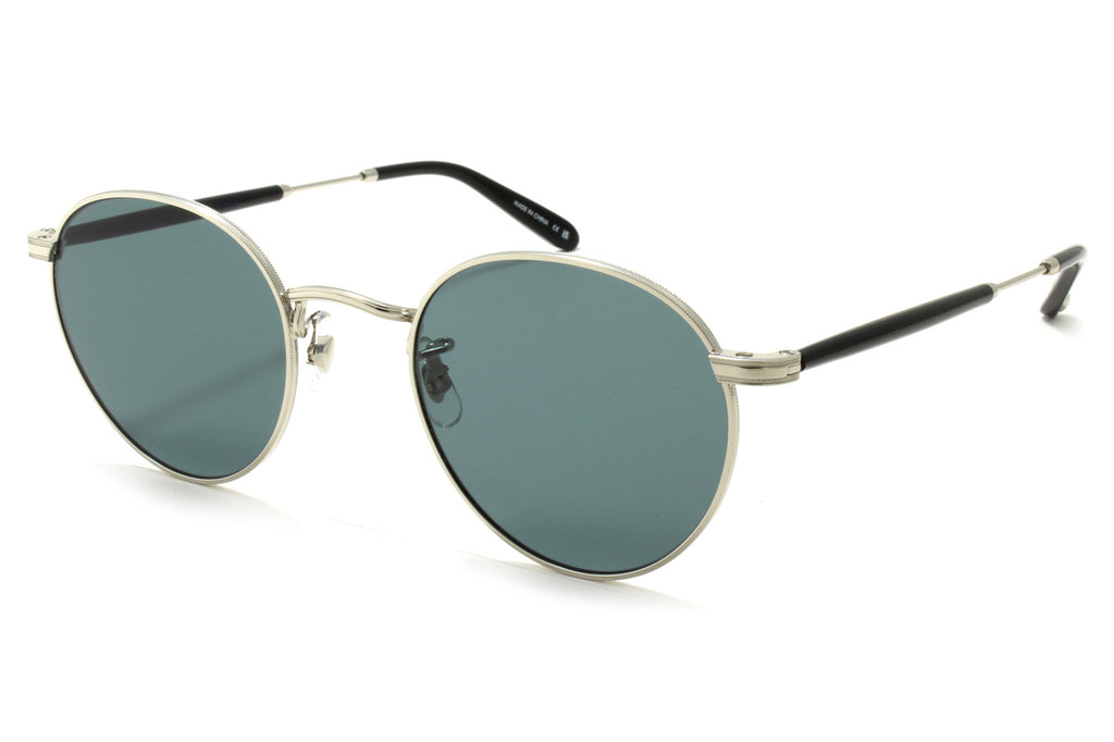 Garrett Leight - Wilson M Sunglasses Silver-Black with Semi-Flat Pure Blue Smoke Lenses