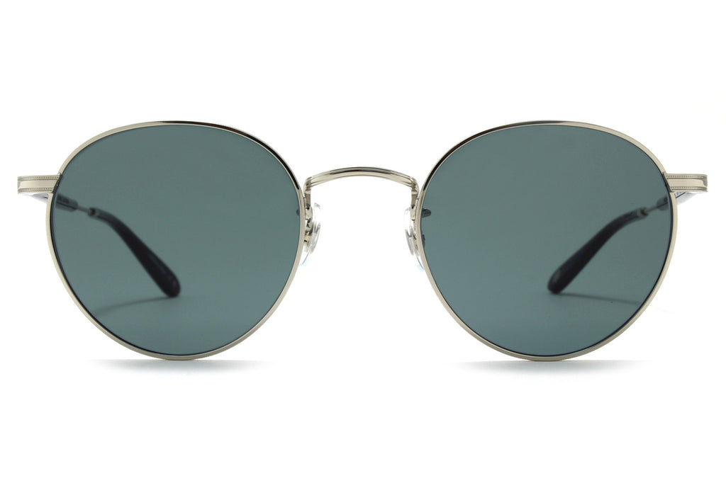 Garrett Leight - Wilson M Sunglasses Silver-Black with Semi-Flat Pure Blue Smoke Lenses