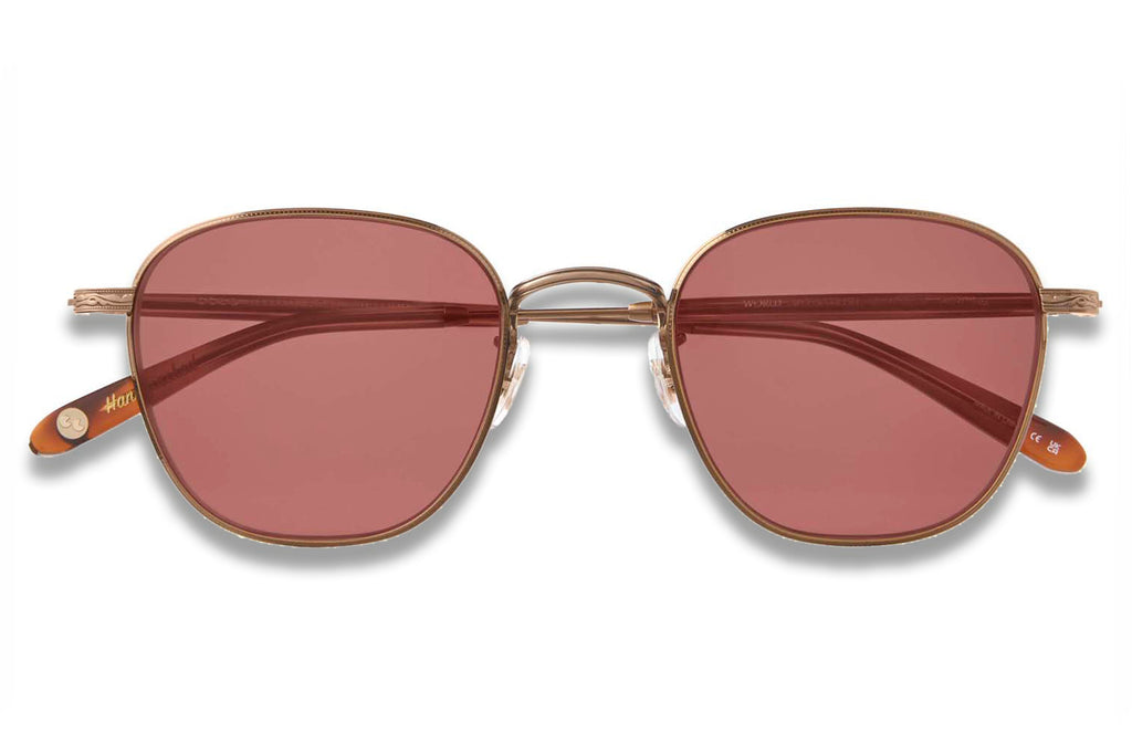 Garrett Leight - World Sunglasses Antique Gold-Spotted Brown Shell with Semi-Flat Pomegranate Lenses