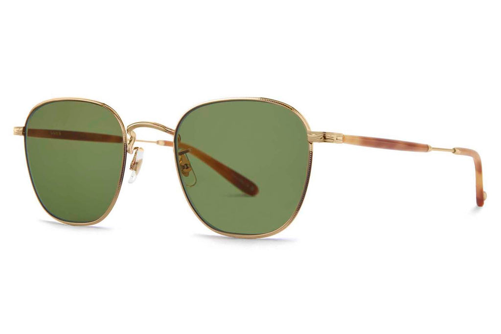 Garrett Leight - World Sunglasses Gold-Ember Tortoise with Semi-Flat Green Lenses