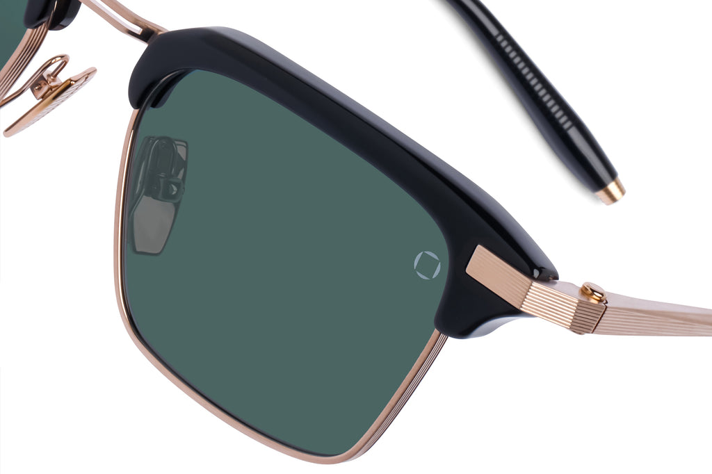 Akoni - Euclid Sunglasses Brushed 12k Gold & Black with Deep Emerald Green Lenses