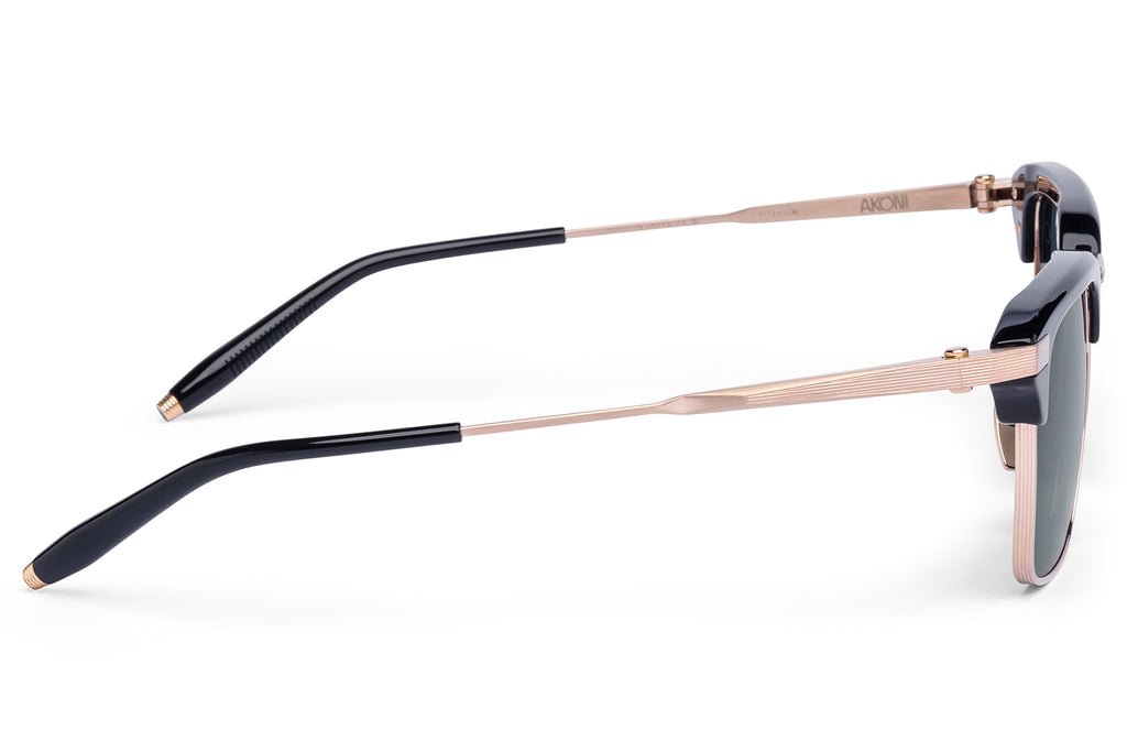 Akoni - Euclid Sunglasses Brushed 12k Gold & Black with Deep Emerald Green Lenses