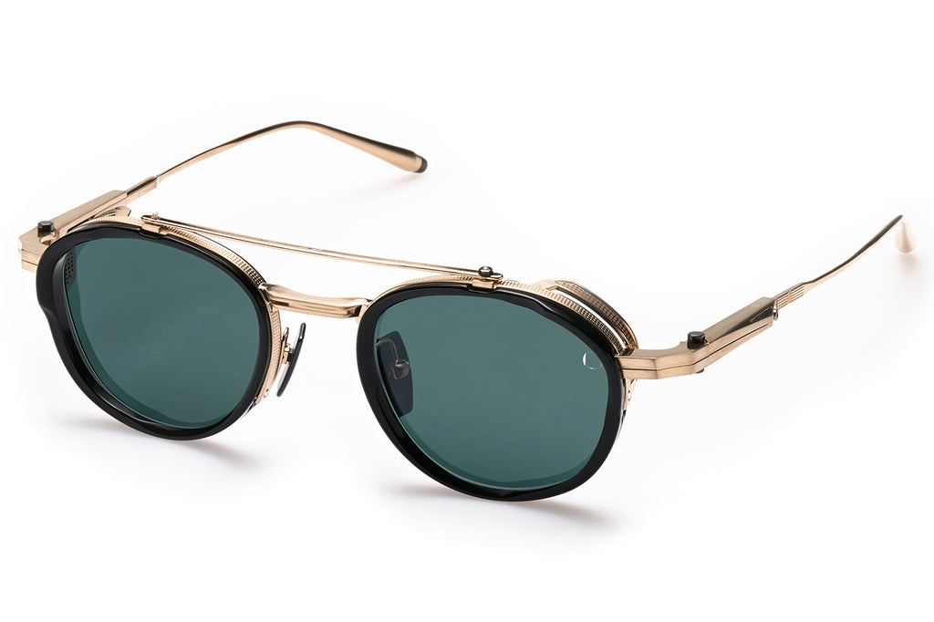 Akoni - Infinity Sunglasses Brushed 12k Gold & Black Rhodium with Deep Emerald Green Lenses