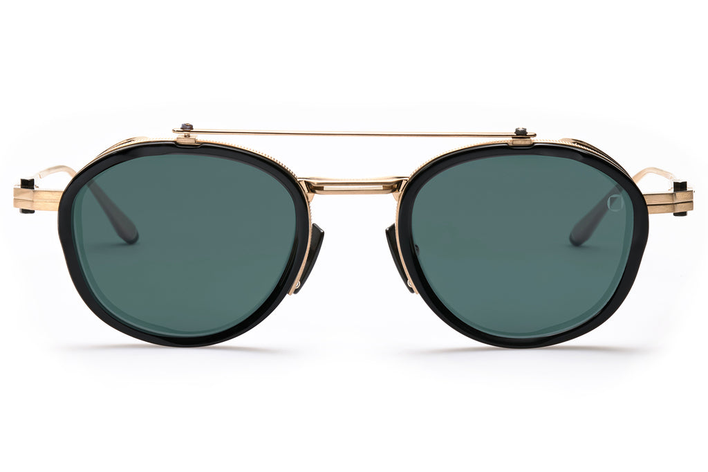 Akoni - Infinity Sunglasses Brushed 12k Gold & Black Rhodium with Deep Emerald Green Lenses