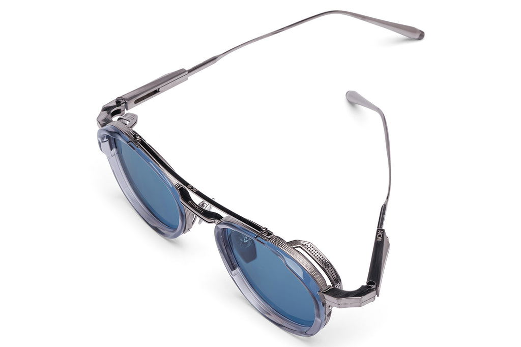 Akoni - Infinity Sunglasses Brushed Black Palladium & Black Rhodium with Dusty Blue Lenses