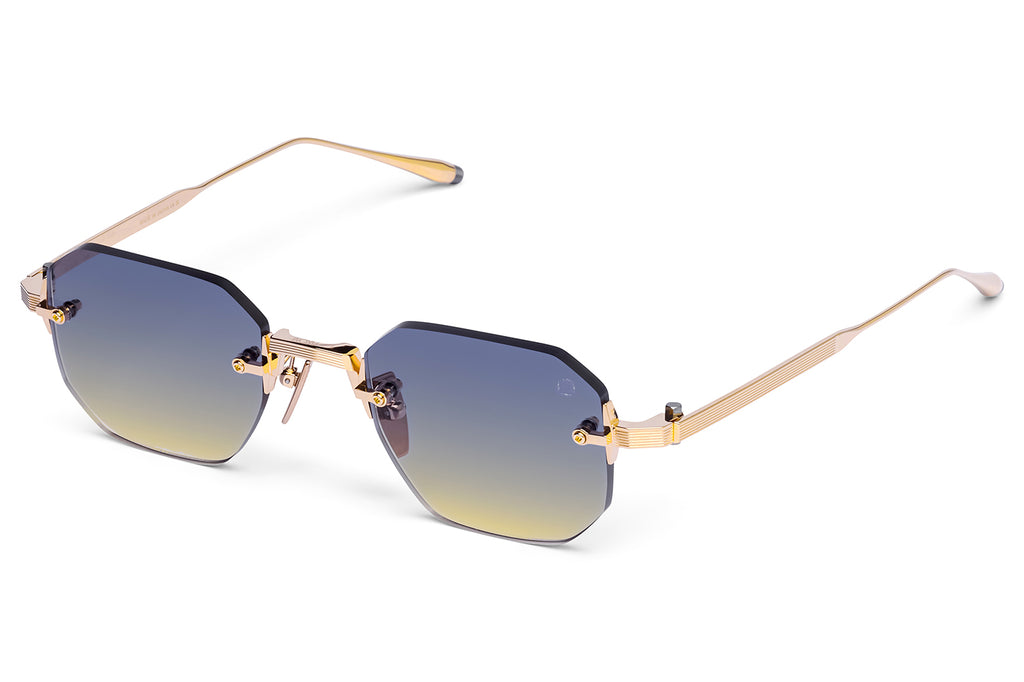 Akoni - Juno-One Sunglasses 12k Gold & Black Palladium with Dark Blue to Yellow Lenses