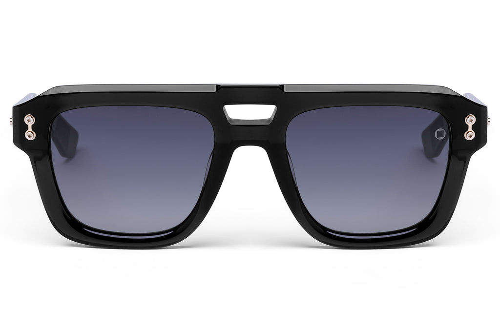 Akoni - Perseus Sunglasses Solid Black & 12k Gold with Dark Grey to Light Grey Lenses