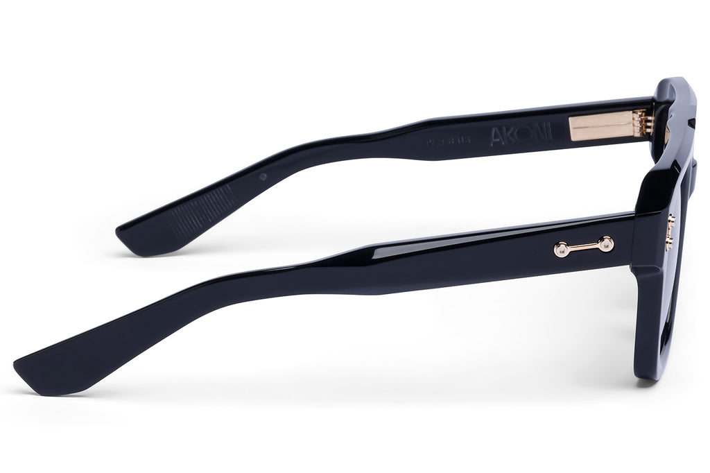Akoni - Perseus Sunglasses Solid Black & 12k Gold with Dark Grey to Light Grey Lenses