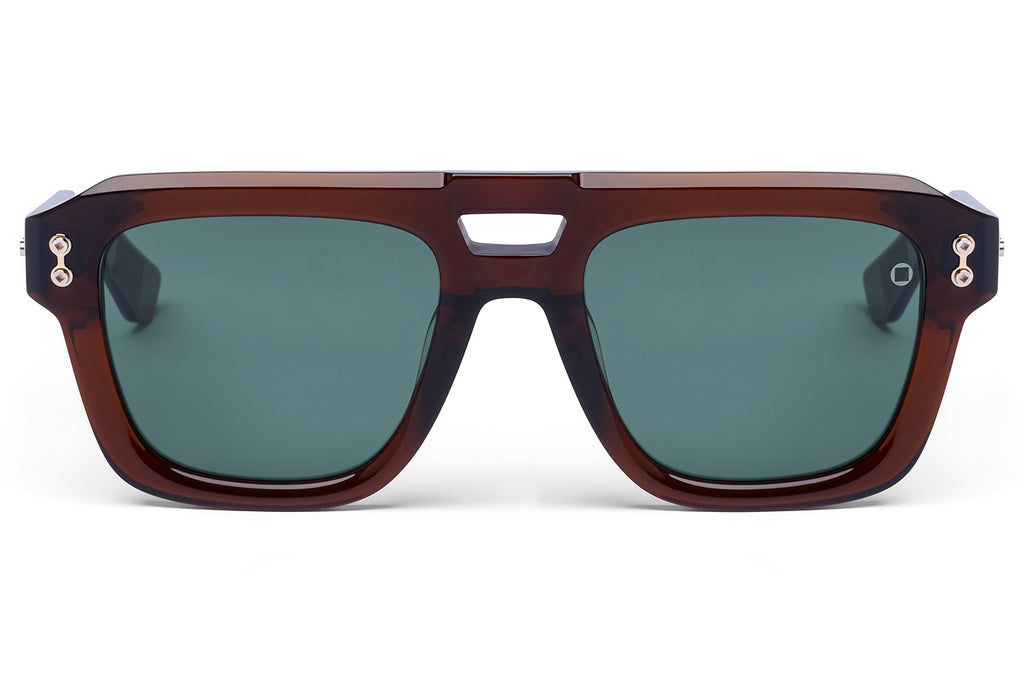 Akoni - Perseus Sunglasses Crystal Dark Brown & 12K Gold with Deep Emerald Green Lenses