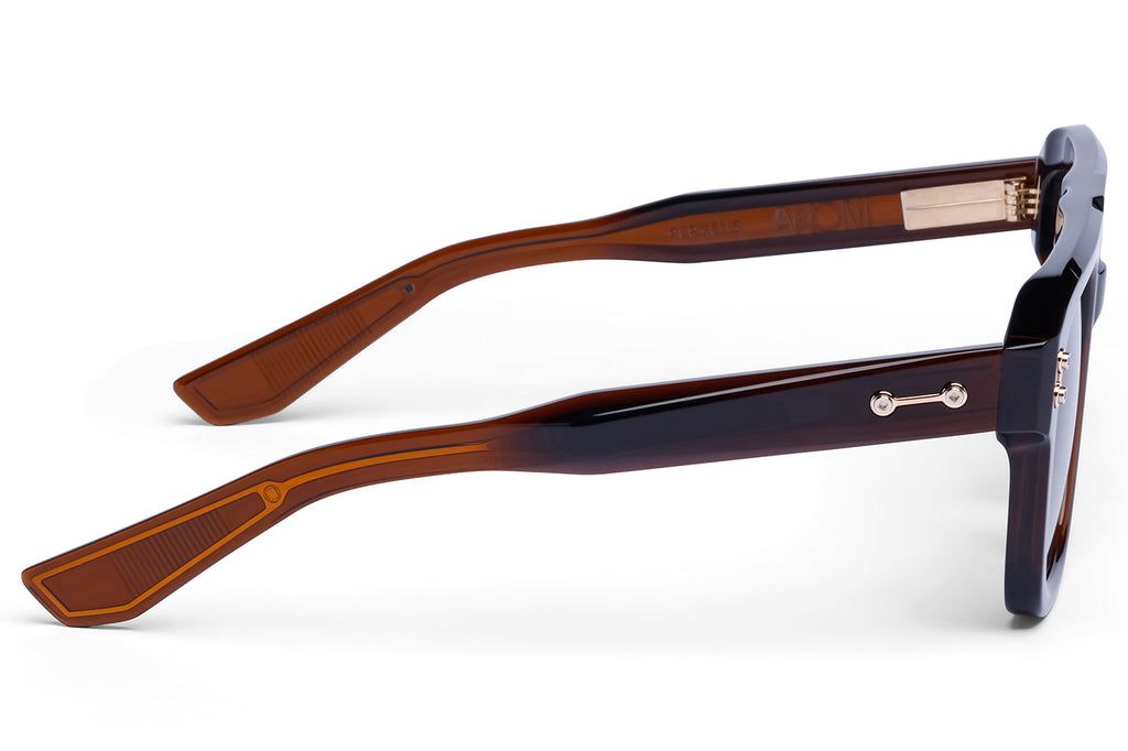 Akoni - Perseus Sunglasses Crystal Dark Brown & 12K Gold with Deep Emerald Green Lenses