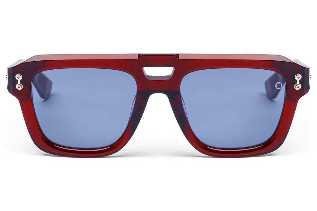 Akoni - Perseus Sunglasses Crystal Burgundy & 12k Gold with Dusty Blue Lenses