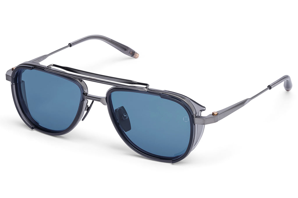 Akoni - Spitzer Sunglasses Brushed Black Palladium & Crystal Grey with Dusty Blue Lenses