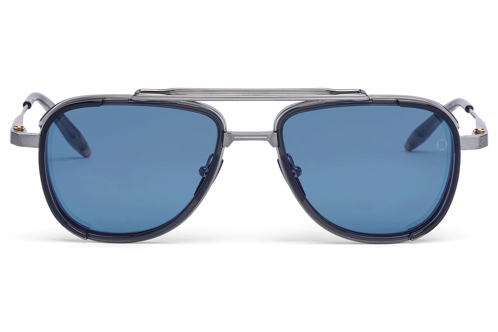 Akoni - Spitzer Sunglasses Brushed Black Palladium & Crystal Grey with Dusty Blue Lenses