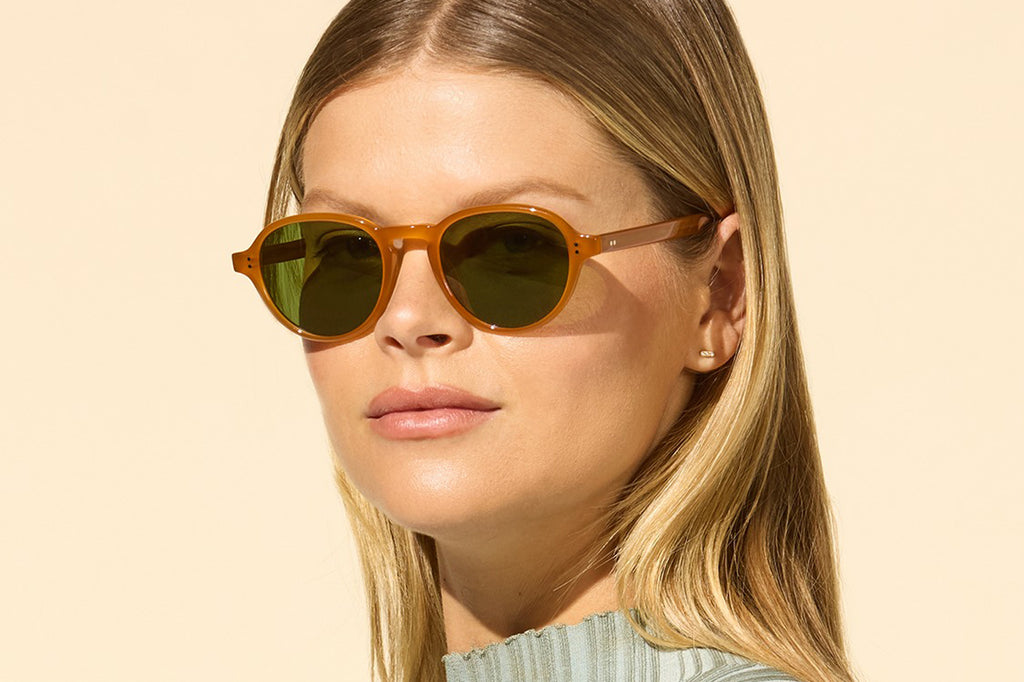 Garrett Leight - Casillas Sunglasses Summer Sun with Semi-Flat Pure Green Lenses