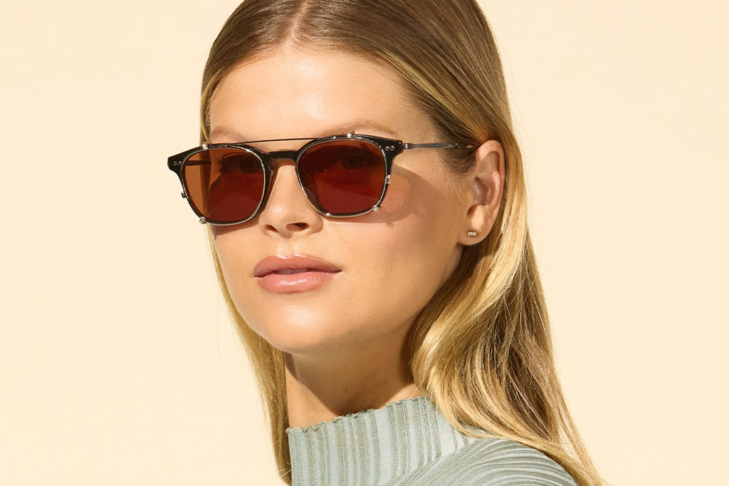 Garrett Leight - Clark J Clip Sunglasses Gold with G15 Lenses