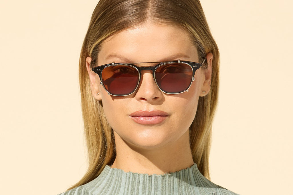 Garrett Leight - Clark J Clip Sunglasses Gold with G15 Lenses