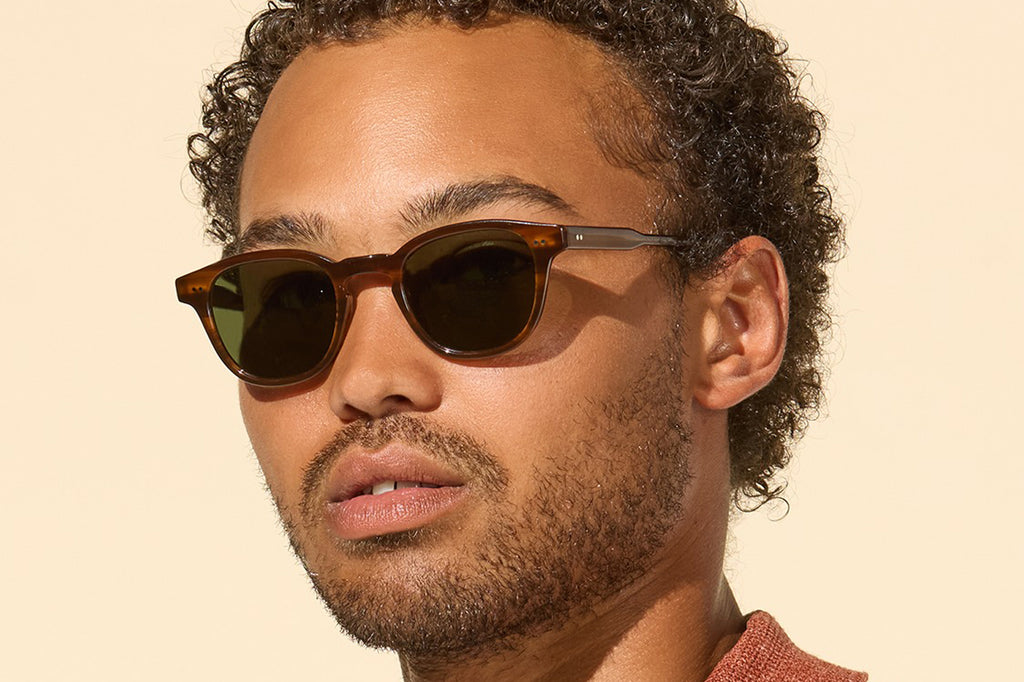 Garrett Leight - Evan Sunglasses Cherry Wood with Semi-Flat Pure G15 Lenses