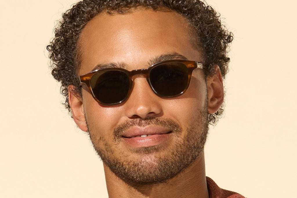 Garrett Leight - Evan Sunglasses Cherry Wood with Semi-Flat Pure G15 Lenses