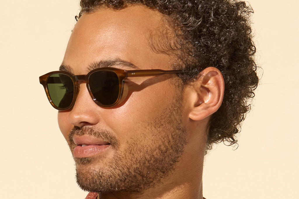 Garrett Leight - Evan Sunglasses Cherry Wood with Semi-Flat Pure G15 Lenses