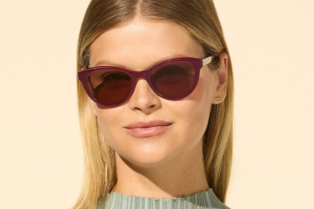 Garrett Leight - Jess Sunglasses Boysenberry with Flat Black Licorice Lenses
