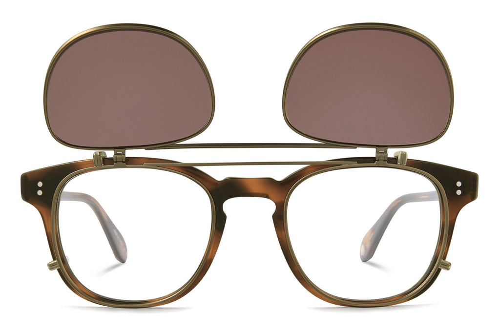 Garrett Leight - Langley Clip On Shades Antique Gold with Bordeaux Lenses