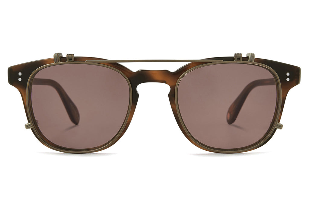 Garrett Leight - Langley Clip On Shades Antique Gold with Bordeaux Lenses