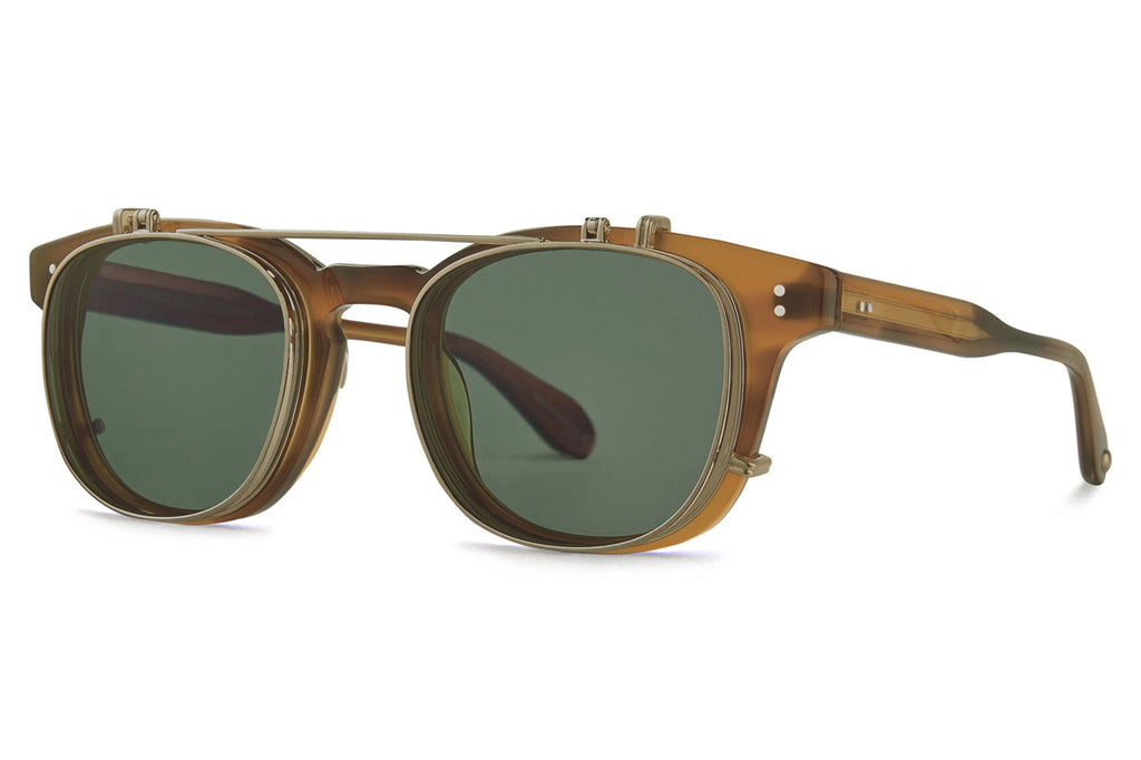 Garrett Leight - Langley Clip On Shades Gold with Emerald Lenses