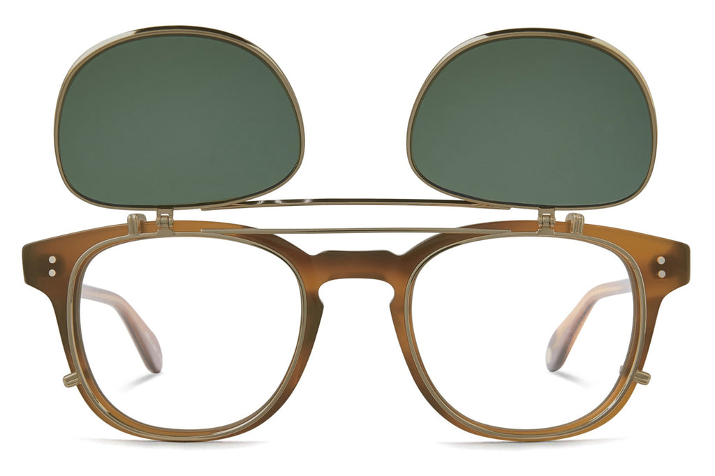 Garrett Leight - Langley Clip On Shades Gold with Emerald Lenses