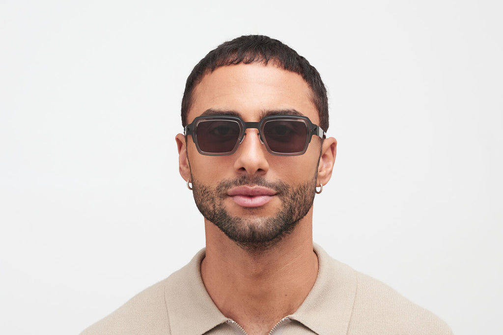 MYKITA® - Lennon Sunglasses Black/Clear Ash with Brown Solid Lenses