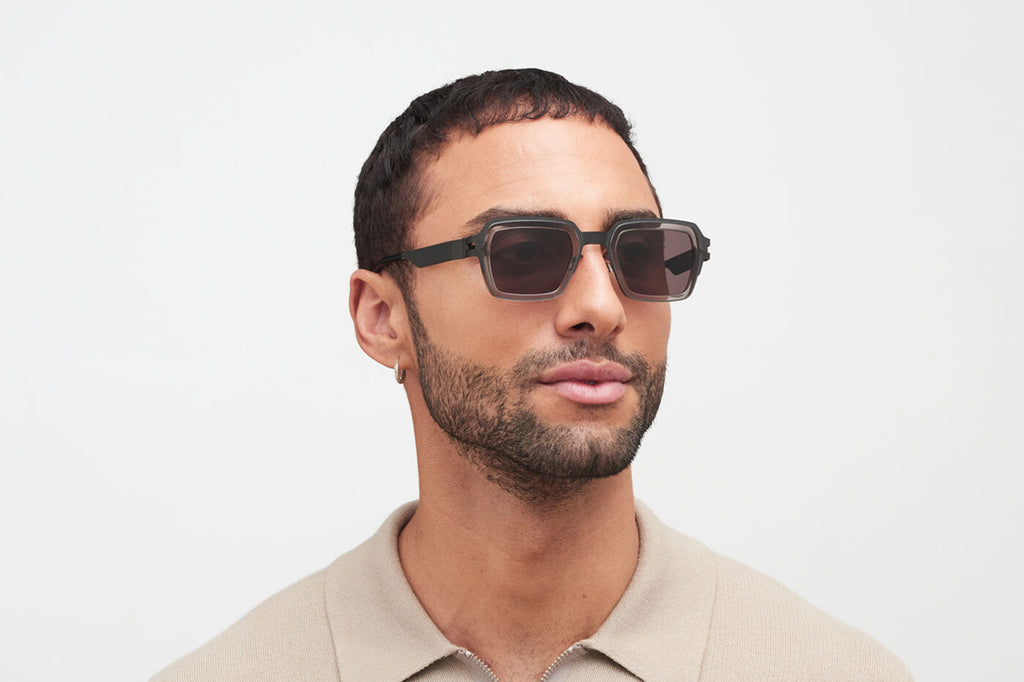 MYKITA® - Lennon Sunglasses Black/Clear Ash with Brown Solid Lenses