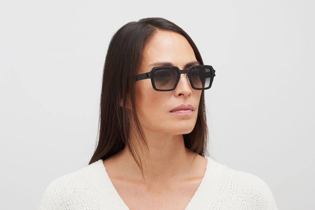 MYKITA® - Lennon Sunglasses Black/Black Havana with Raw Black Gradient Lenses