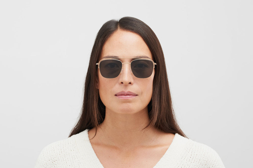 MYKITA - Nor Sunglasses Champagne Gold with Dark Grey Solid Lenses